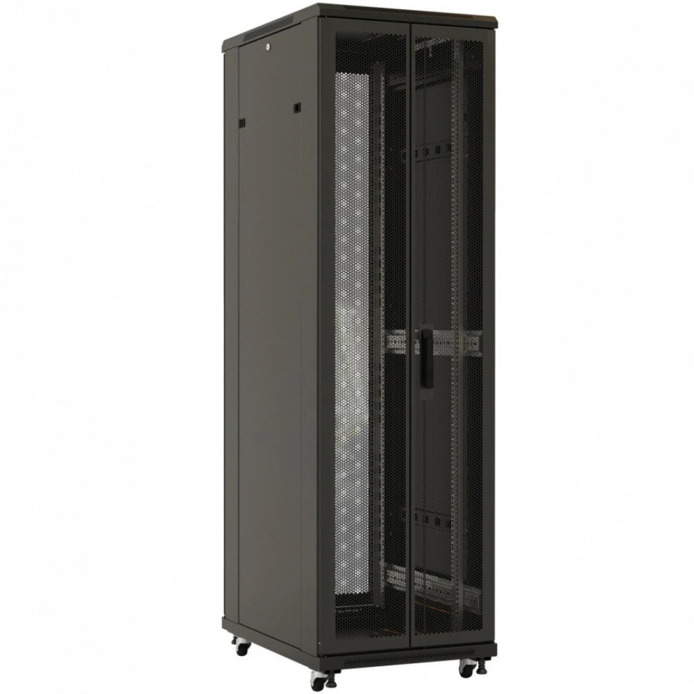 Серверный шкаф Hyperline Шкаф серверный напольный 47U 800x1000мм пер.дв.перфор. задн.дв.перфор. 2 бок.пан. 800кг черный 910мм DR-TTB-D-47U-RAL9004