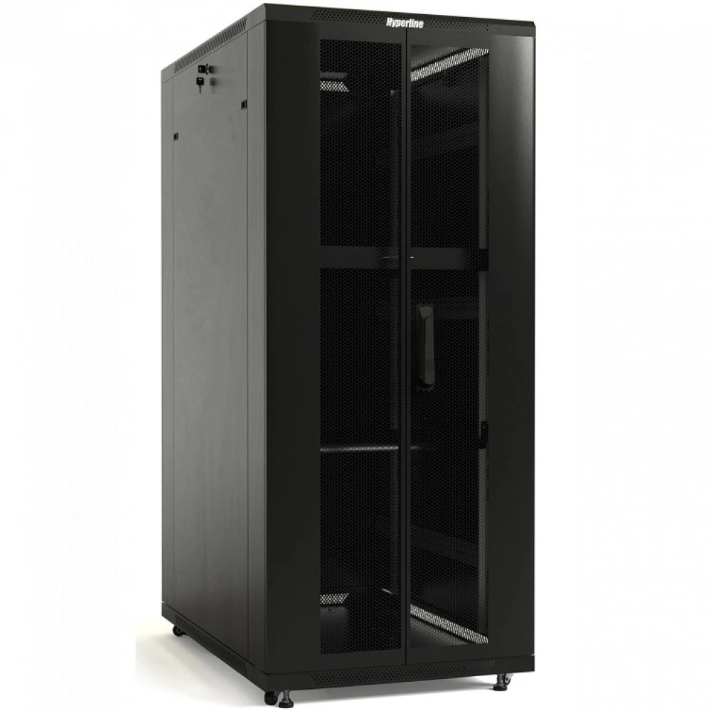 Серверный шкаф Hyperline Шкаф серверный напольный 47U 800x1000мм пер.дв.перфор. задн.дв.перфор. 2 бок.пан. 800кг черный 910мм DR-TTB-D-47U-RAL9004