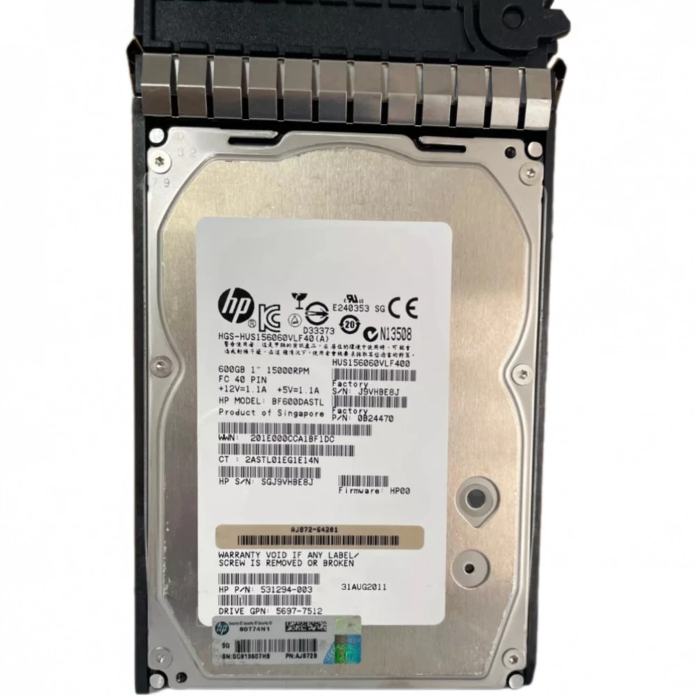 Опция для системы хранения данных СХД HPE 600GB 15K 4G FC 3.5' AJ872B Диск для СХД
