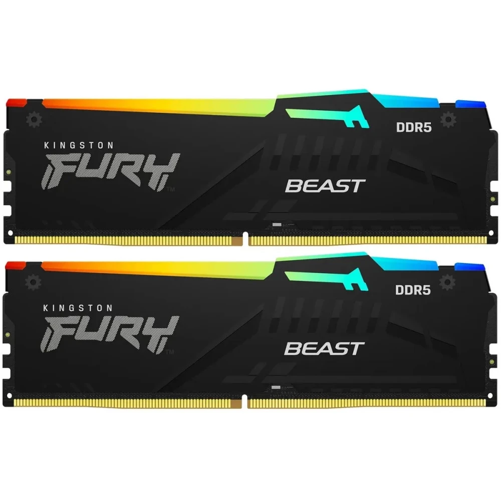 ОЗУ Kingston Fury Beast Black RGB KF560C30BBEAK2-16 DIMM, DDR5, 16 Гб (2 х 8 Гб), 6000 МГц