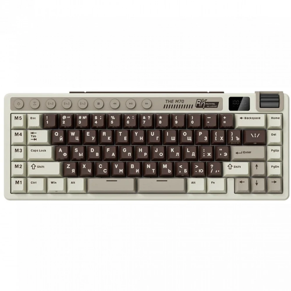 Клавиатура Royal Kludge M70 Mokko Grey (Beige Switch) 6935280827129 Беспроводная, Bluetooth