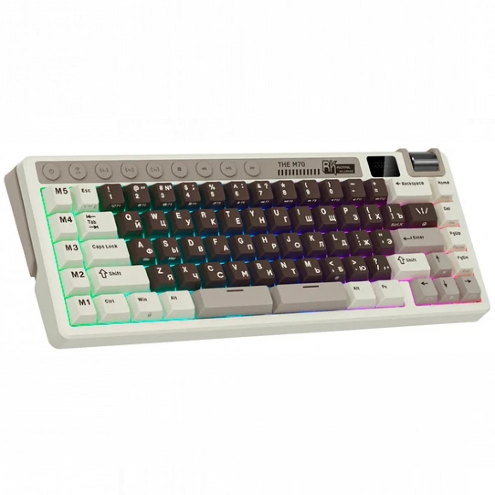 Клавиатура Royal Kludge M70 Mokko Grey (Beige Switch) 6935280827129 Беспроводная, Bluetooth