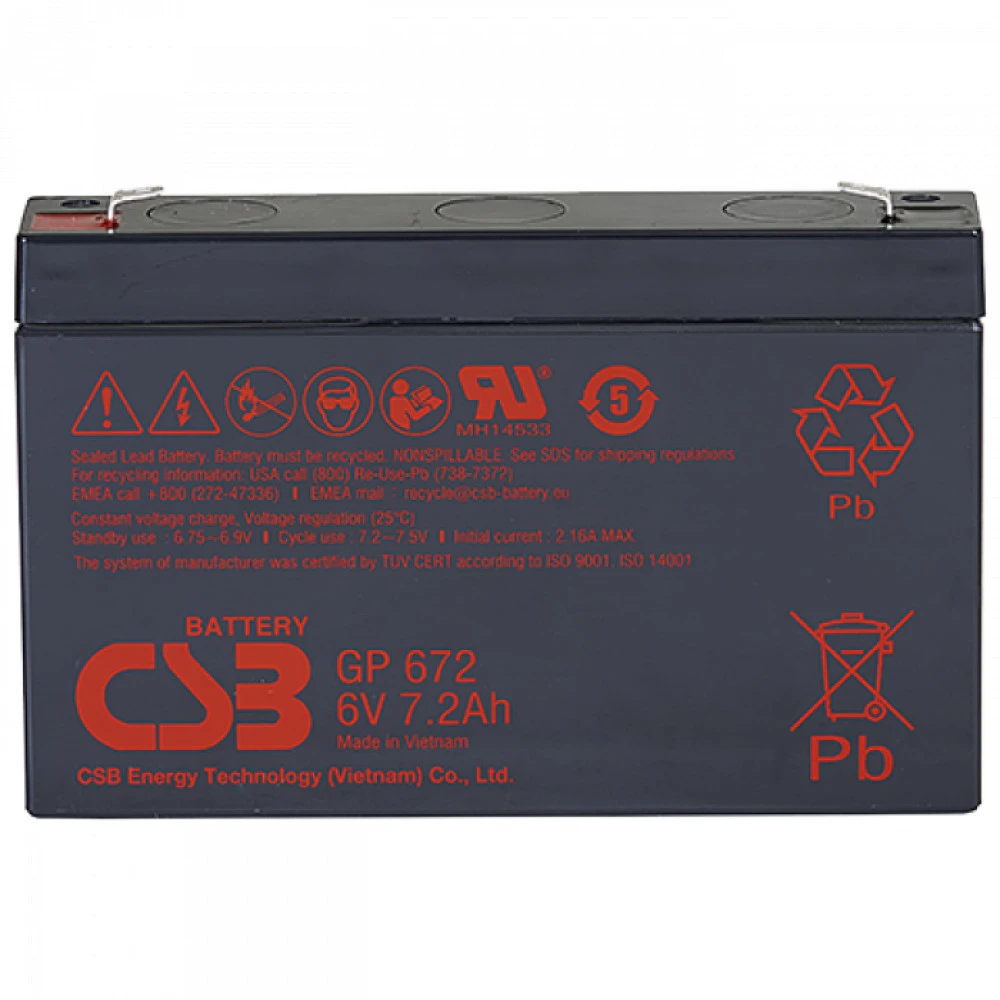 Сменные аккумуляторы АКБ для ИБП CSB GP672 GP672 CSB 6 В