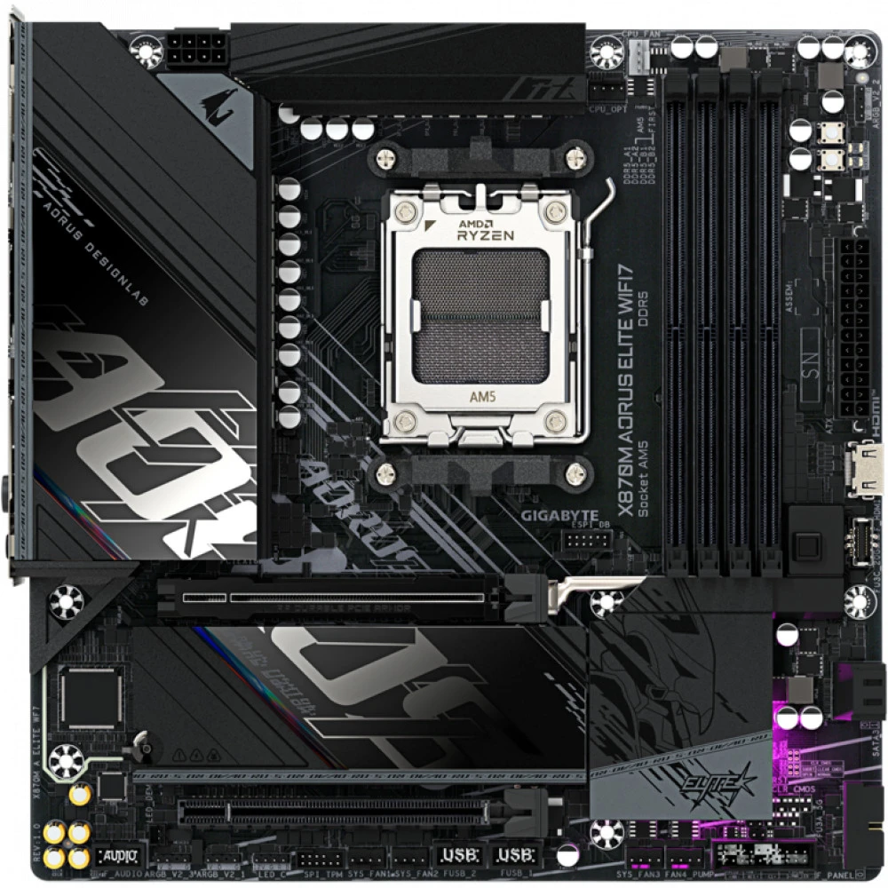 Материнская плата Gigabyte X870M AORUS ELITE WIFI7 X870M A ELITE WF7 Micro-ATX, AMD AM5