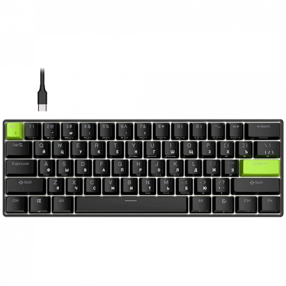 Клавиатура Royal Kludge C61 Black Green (Mint Switch) 6935280827976 Проводная, USB