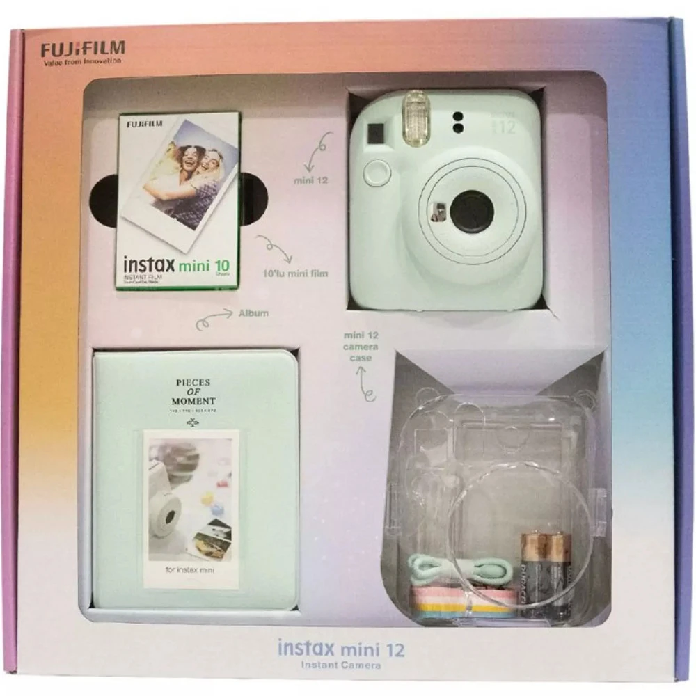 Фотоаппарат FUJIFILM INSTAX MINI 12 BUNDLE СLEAR CASE + L10PK (MINT GREEN) N0000003916