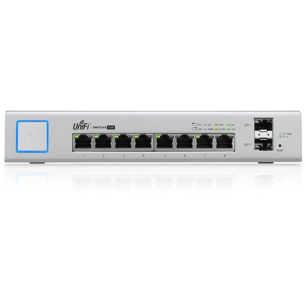 Коммутатор Ubiquiti UniFi US-8-150W US-8-150W-EU 1000 Base-TX (1000 мбит/с), 2 SFP порта