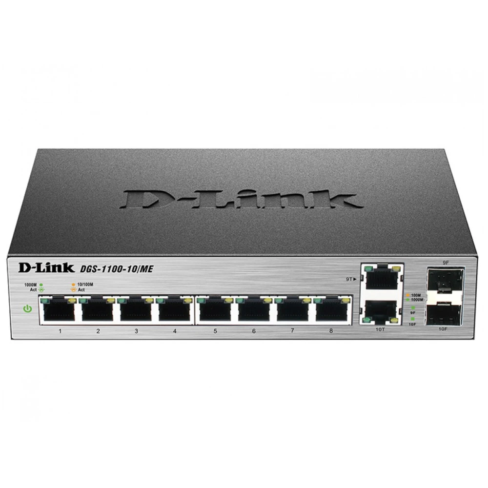 Коммутатор D-link DGS-1100-10/ME/A2A 1000 Base-TX (1000 мбит/с), 2 SFP порта
