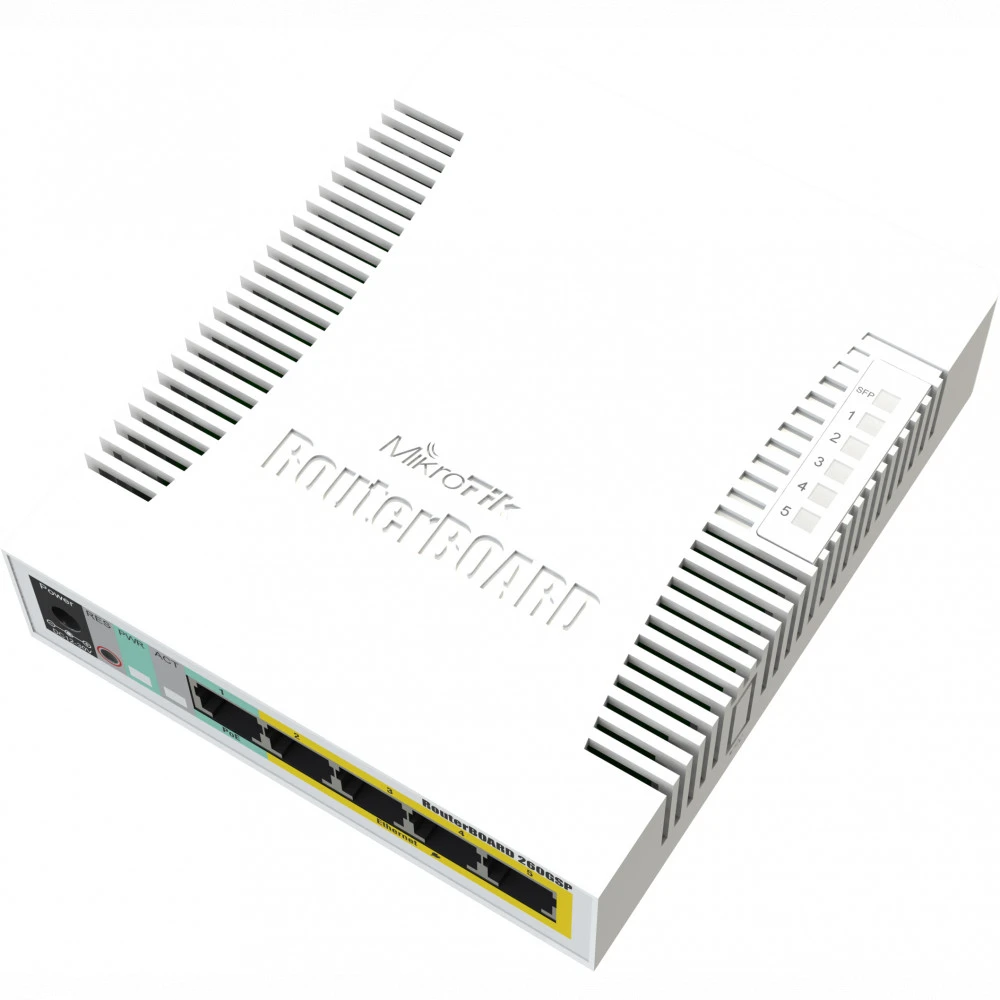 Коммутатор Mikrotik RB260GSP CSS106-1G-4P-1S 1000 Base-TX (1000 мбит/с), 1 SFP порт
