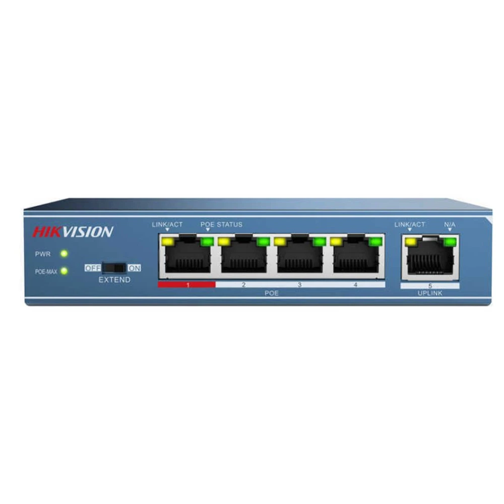 Коммутатор Hikvision DS-3E0105P-E(B) 100 Base-TX (100 мбит/с)