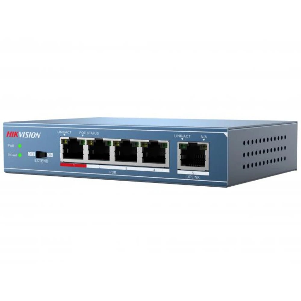 Коммутатор Hikvision DS-3E0105P-E(B) 100 Base-TX (100 мбит/с)