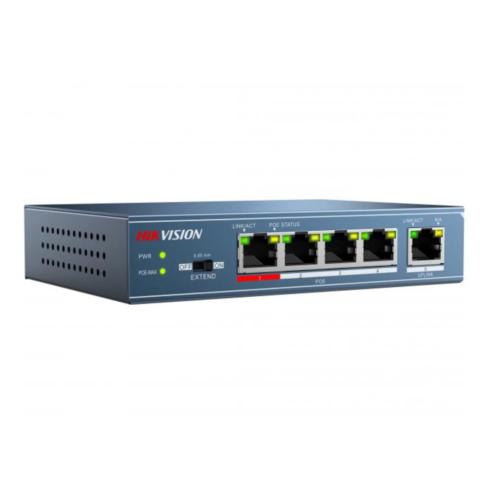 Коммутатор Hikvision DS-3E0105P-E(B) 100 Base-TX (100 мбит/с)