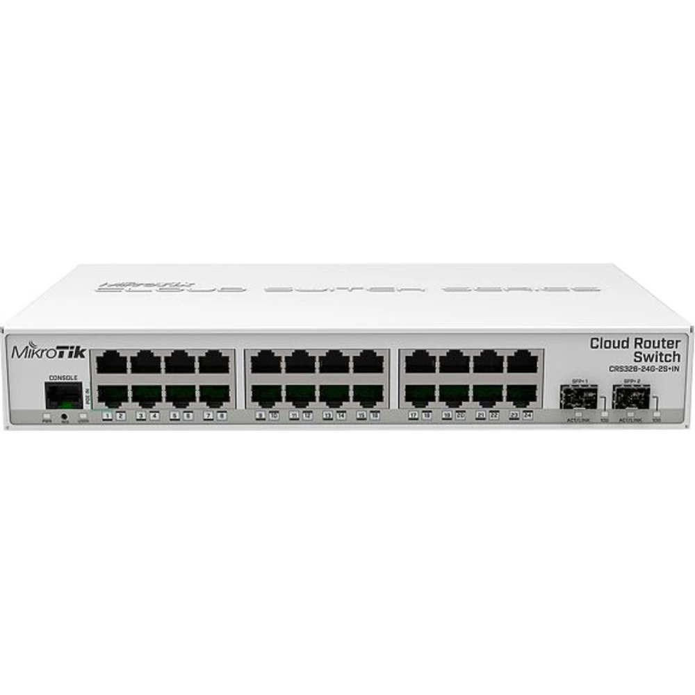 Коммутатор Mikrotik CRS326-24G-2S+IN 1000 Base-TX (1000 мбит/с), 2 SFP порта