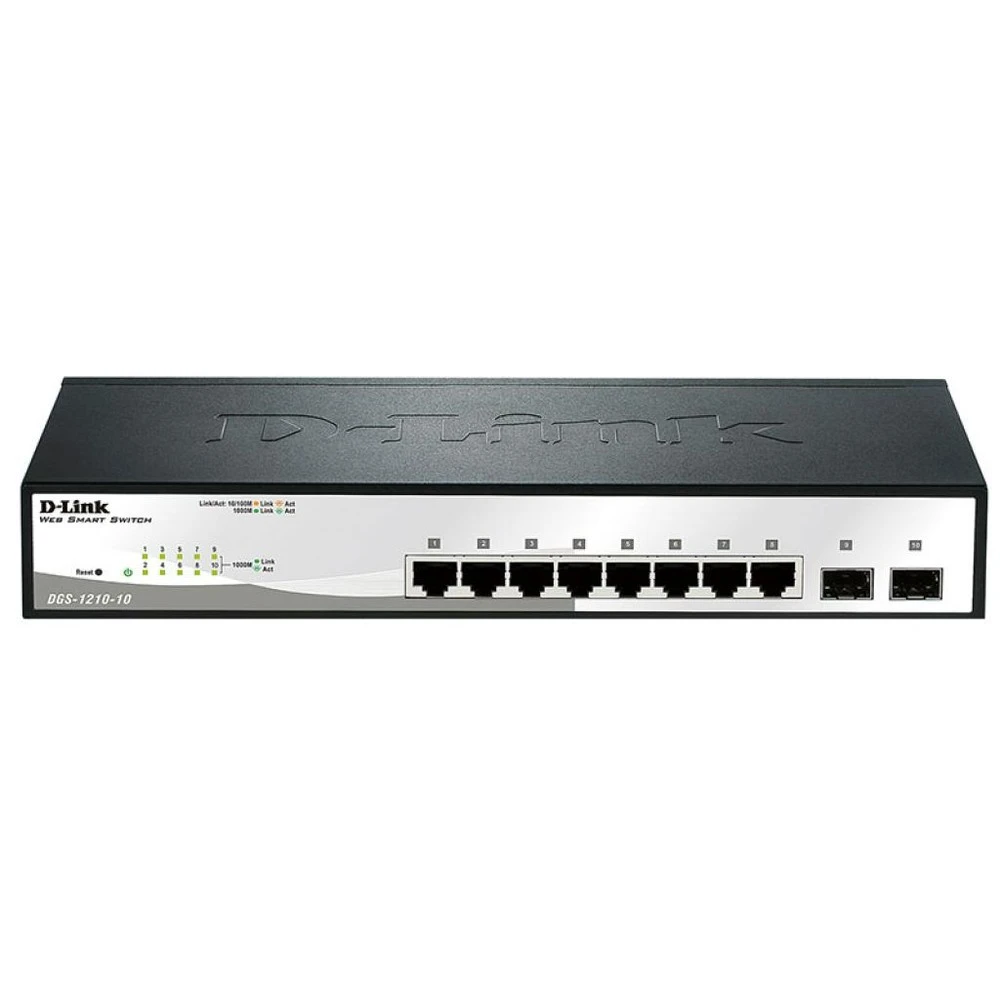 Коммутатор D-link DGS-1210-10 F1A DGS-1210-10/F1A 1000 Base-TX (1000 мбит/с), 2 SFP порта