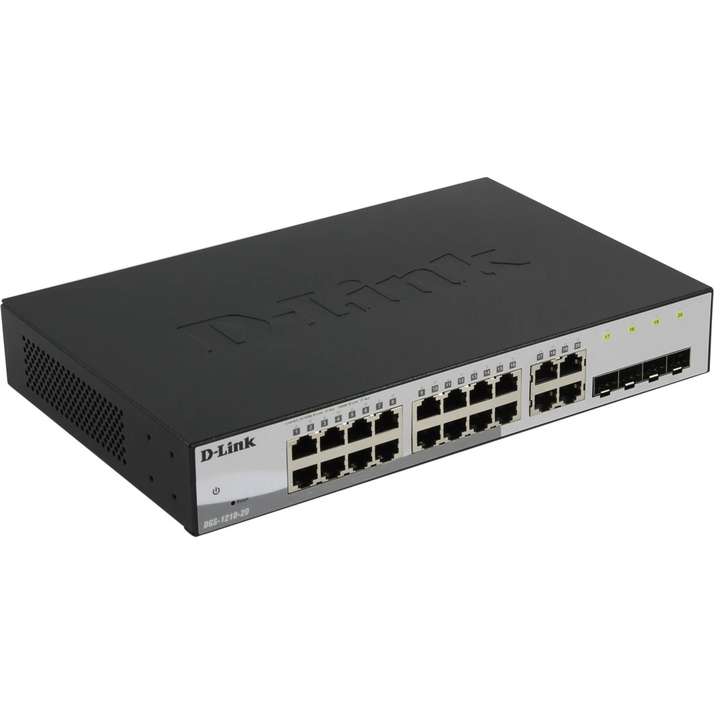 Коммутатор D-link DGS-1210-20/F1A 1000 Base-TX (1000 мбит/с), 4 SFP порта