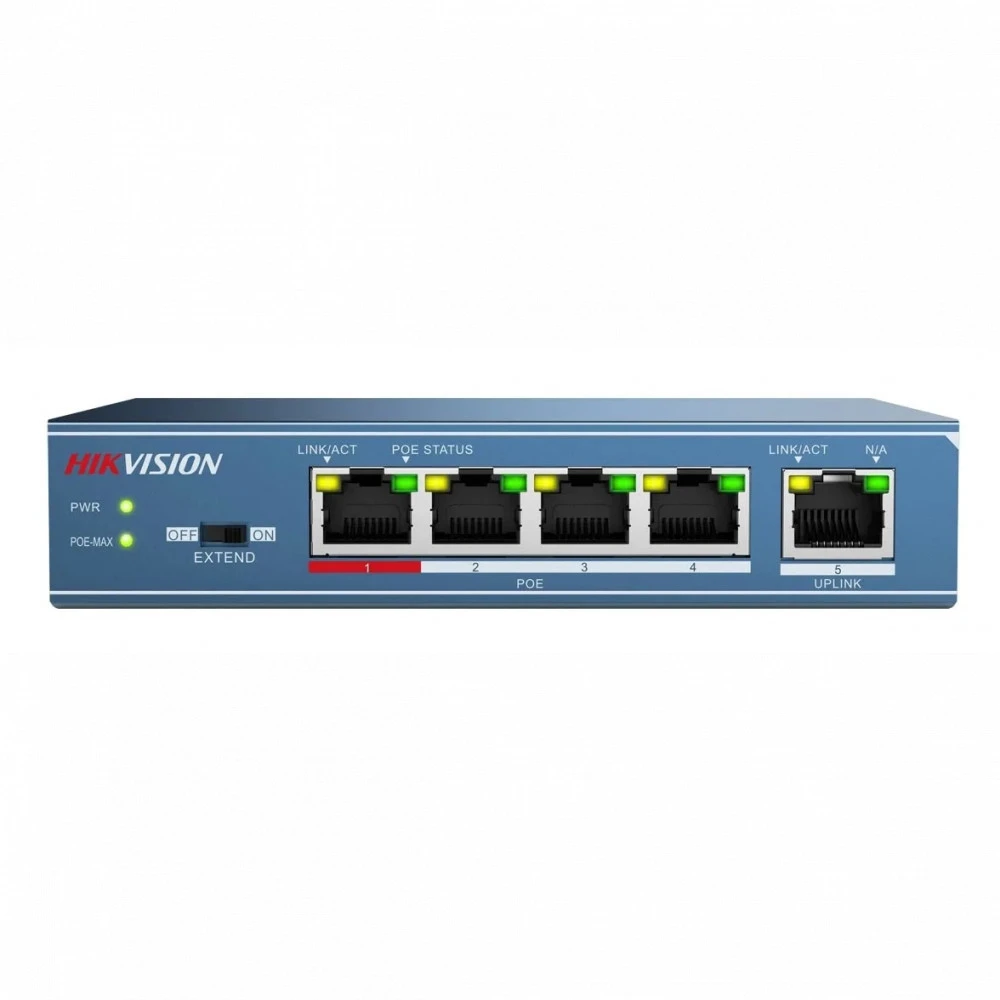 Коммутатор Hikvision HiWatch DS-S504P(B) 100 Base-TX (100 мбит/с)