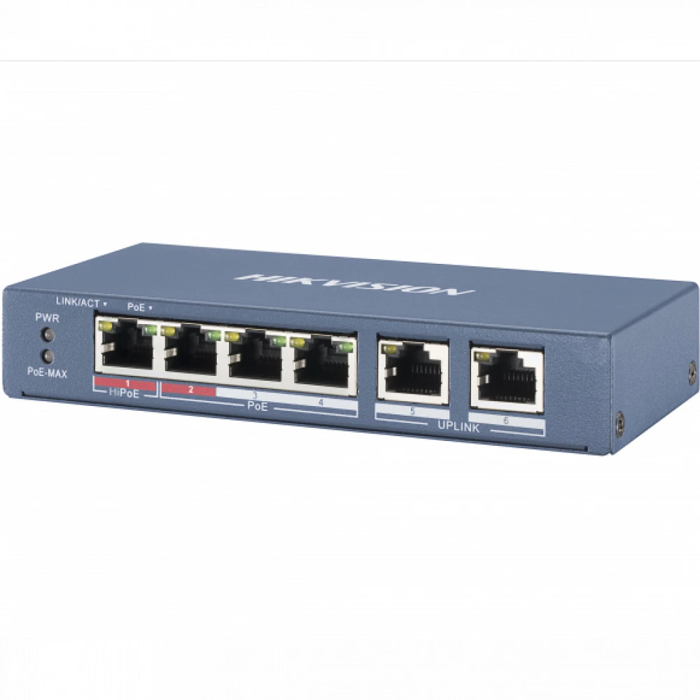 Коммутатор Hikvision DS-3E0106P-E/M 100 Base-TX (100 мбит/с)