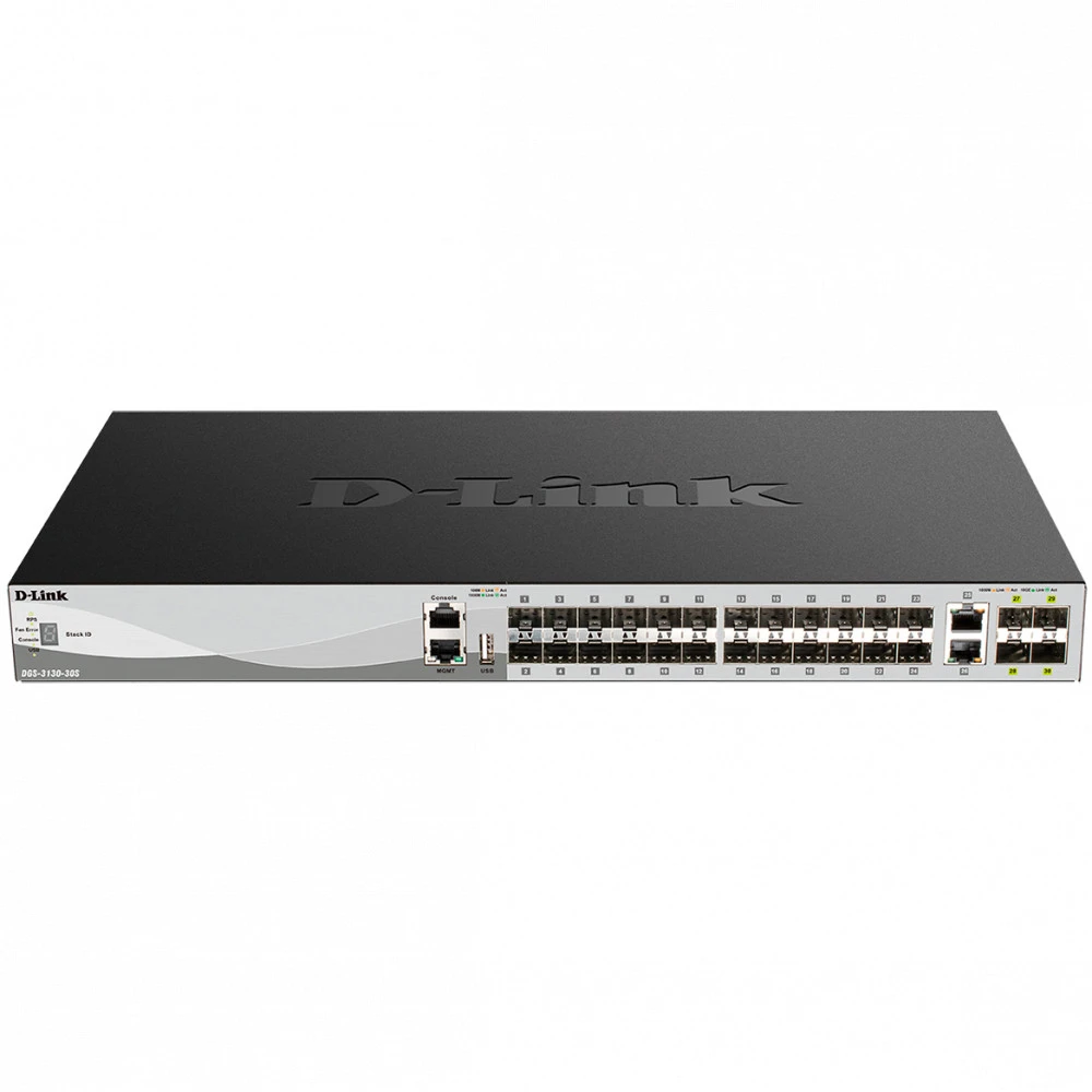 Коммутатор D-link DGS-3130-30S/B1A 10 GBase-T (10000 мбит/с), 24 SFP порта