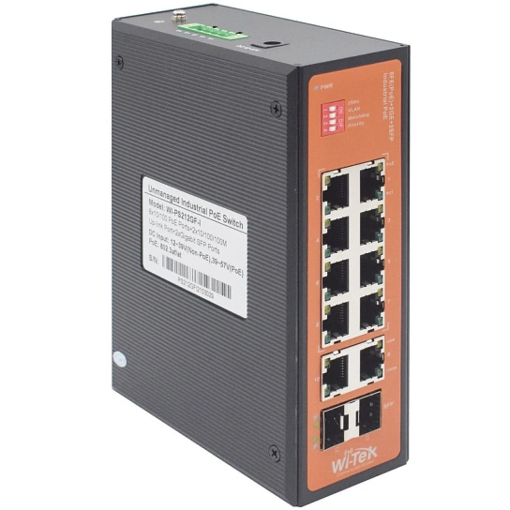 Коммутатор Wi-Tek WI-PS212GF-I 100 Base-TX (100 мбит/с), 2 SFP порта