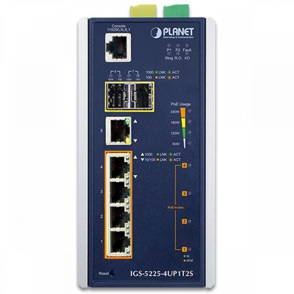 Коммутатор Planet IGS-5225-4UP1T2S 1000 Base-T (1000 мбит/с), 2 SFP порта