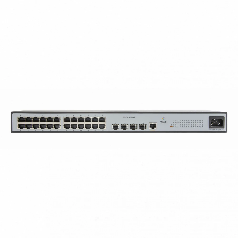 Коммутатор SNR Управляемый гигабитный POE SNR-S2982G-24T-POE-E 1000 Base-TX (1000 мбит/с), 4 SFP порта