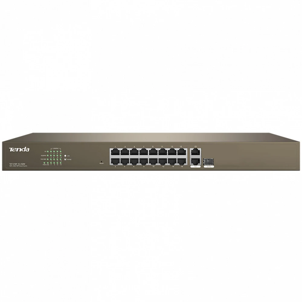 Коммутатор TENDA F1218P-16-250W 1000 Base-TX (1000 мбит/с), 1 SFP порт