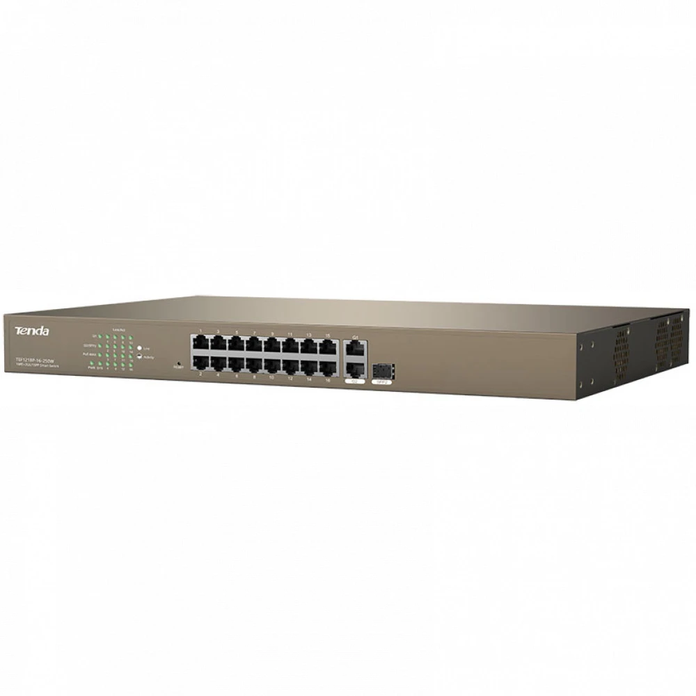 Коммутатор TENDA F1218P-16-250W 1000 Base-TX (1000 мбит/с), 1 SFP порт