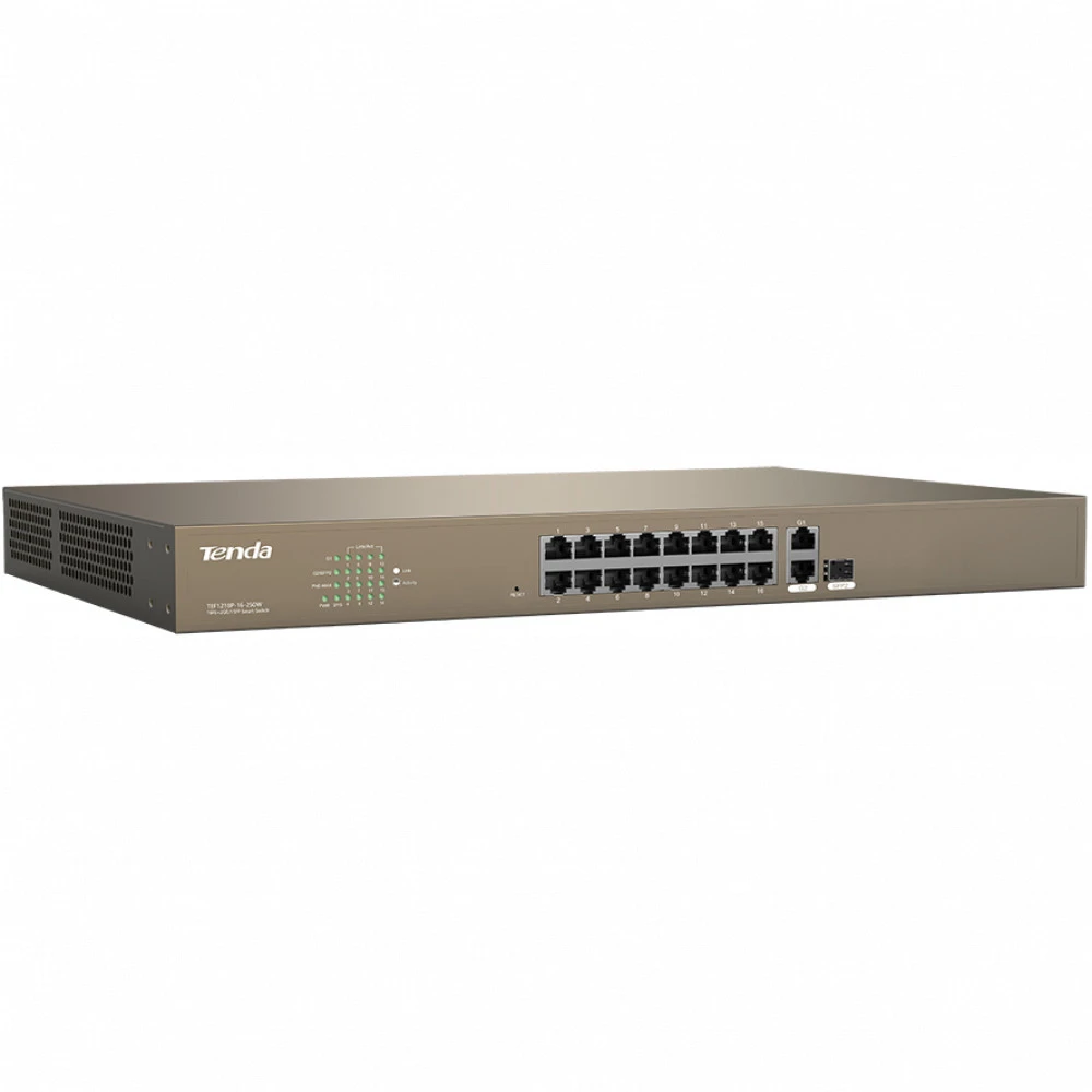 Коммутатор TENDA F1218P-16-250W 1000 Base-TX (1000 мбит/с), 1 SFP порт