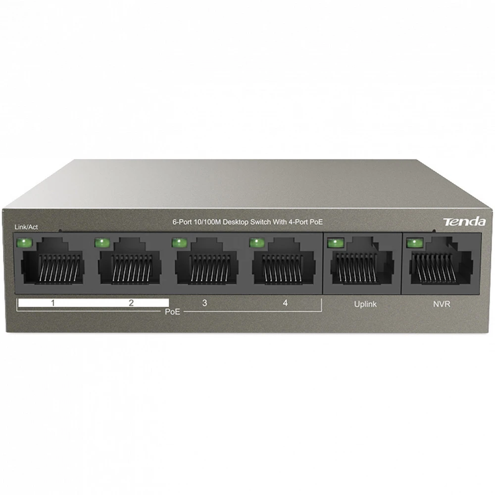 Коммутатор TENDA TEF1106P-4-63W 100 Base-TX (100 мбит/с)
