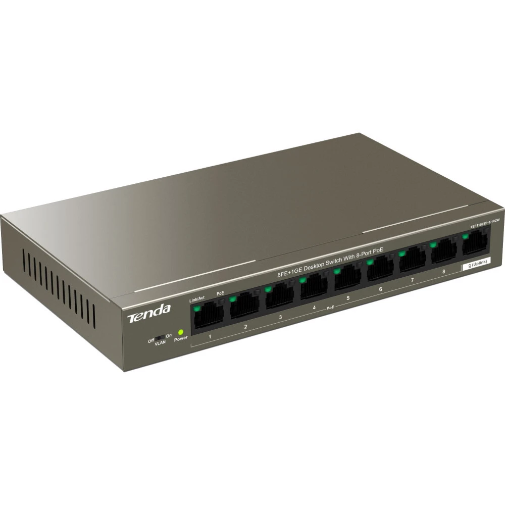 Коммутатор TENDA TEF1109TP-8-102W 100 Base-TX (100 мбит/с)