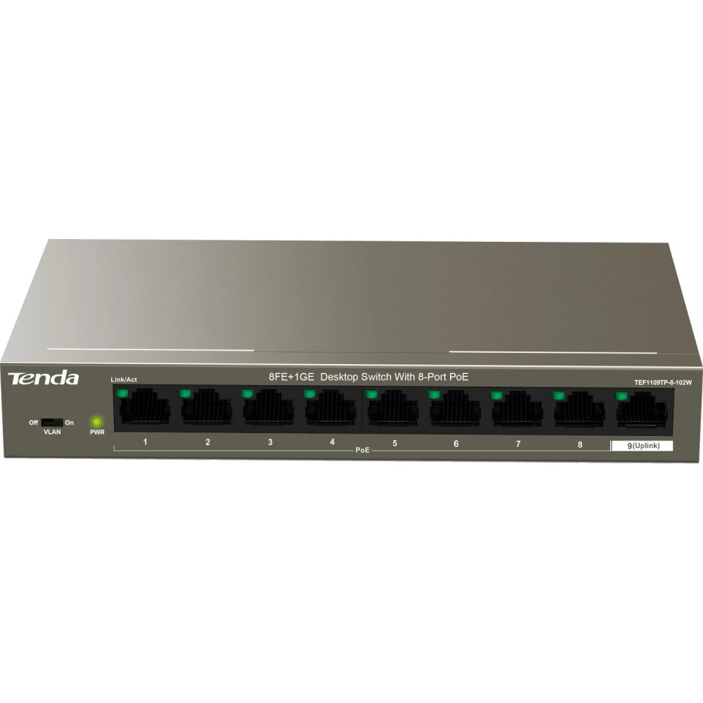 Коммутатор TENDA TEF1109TP-8-102W 100 Base-TX (100 мбит/с)