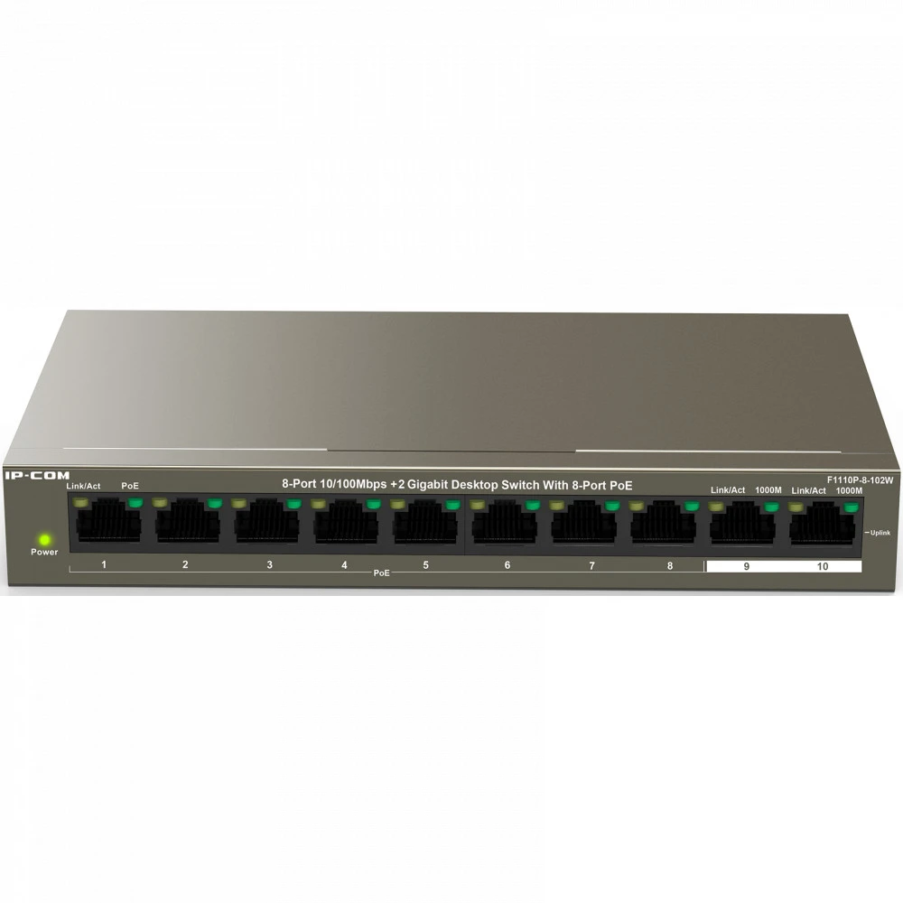 Коммутатор IP-COM F1110P-8-102W 100 Base-TX (100 мбит/с)