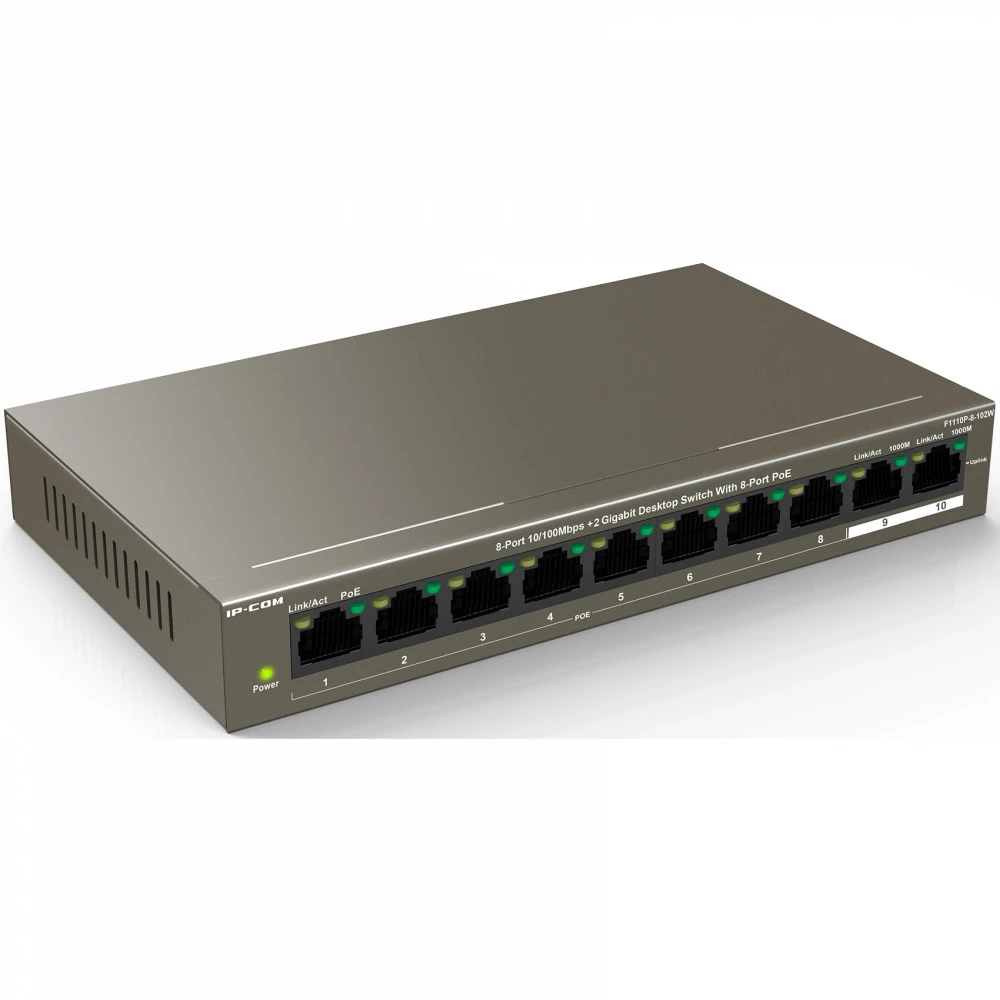 Коммутатор IP-COM F1110P-8-102W 100 Base-TX (100 мбит/с)