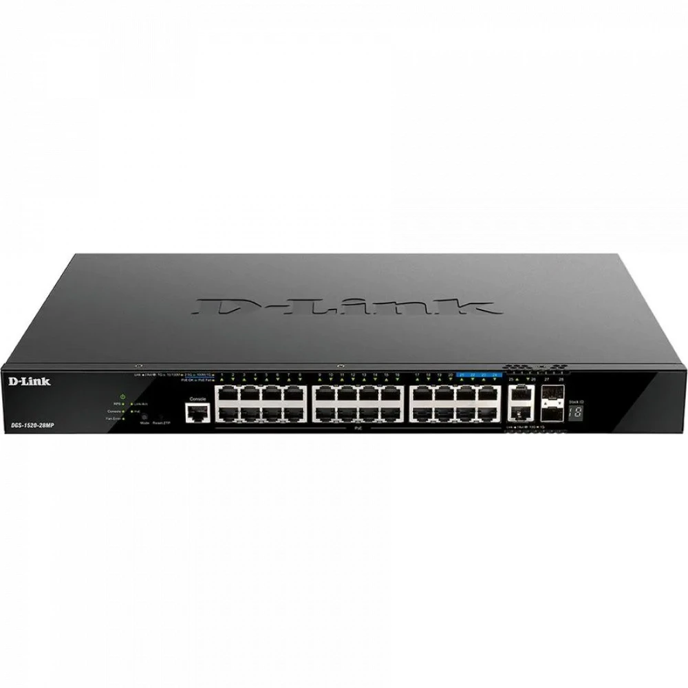 Коммутатор D-link DGS-1520-28MP/A1A 1000 Base-T (1000 мбит/с), 8 SFP портов