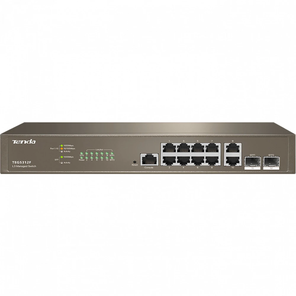 Коммутатор TENDA TEG5312F 1000 Base-TX (1000 мбит/с), 2 SFP порта