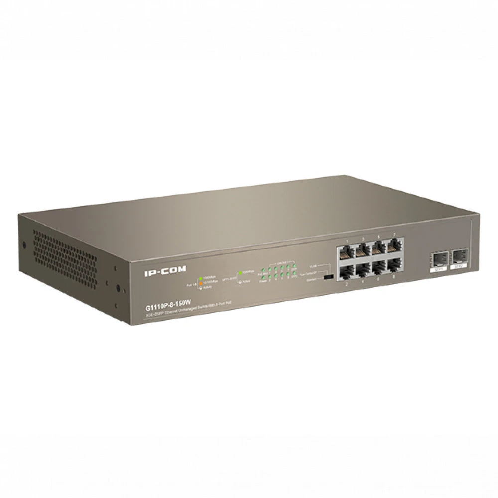 Коммутатор TENDA G1110P-8-150W 1000 Base-TX (1000 мбит/с), 2 SFP порта