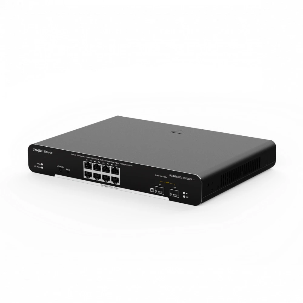 Коммутатор Ruijie Reyee RG-NBS3100-8GT2SFP-P 1000 Base-TX (1000 мбит/с), 2 SFP порта