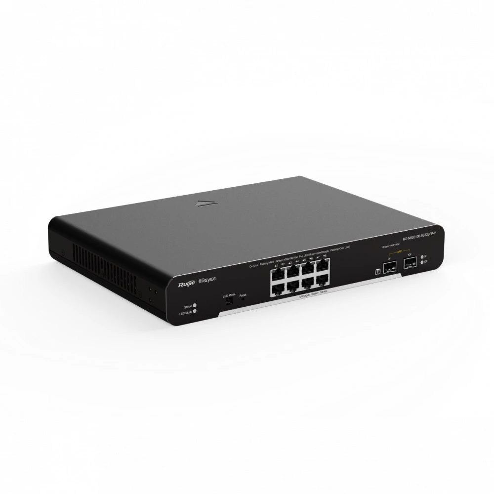 Коммутатор Ruijie Reyee RG-NBS3100-8GT2SFP-P 1000 Base-TX (1000 мбит/с), 2 SFP порта