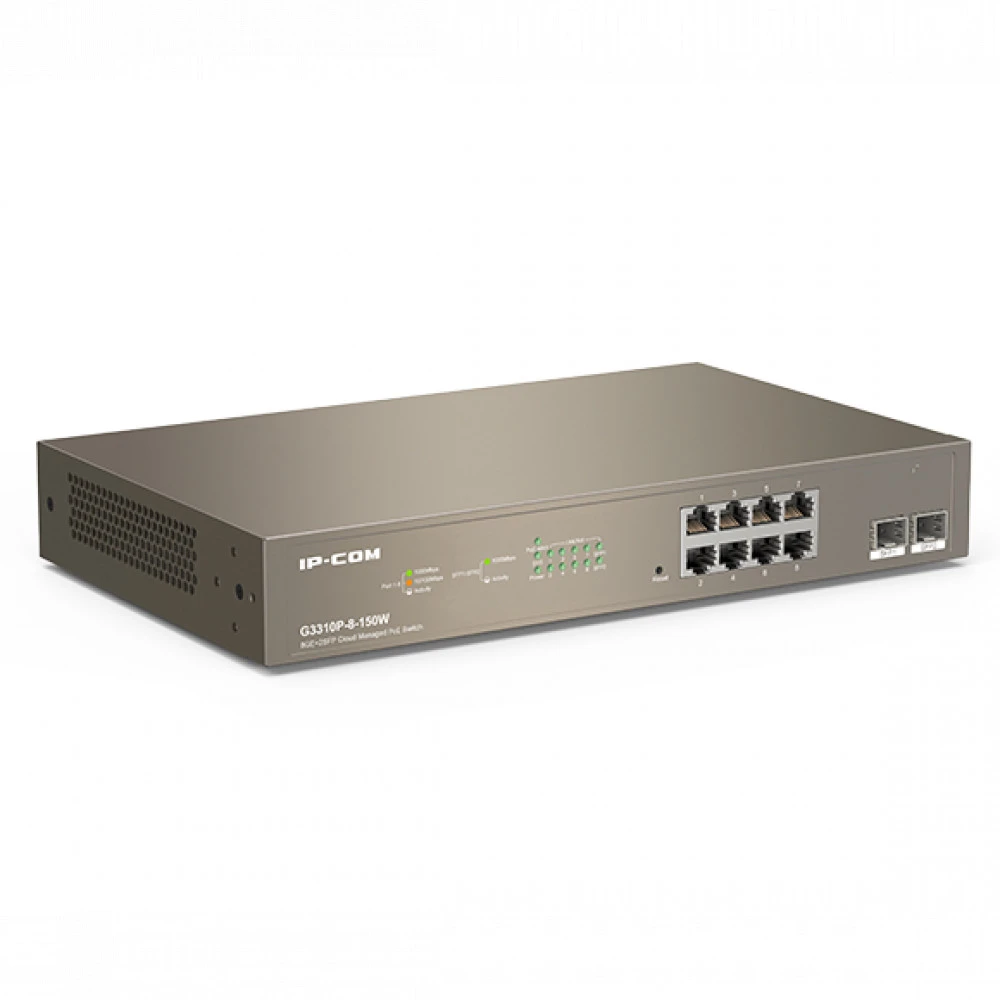 Коммутатор TENDA G3310P-8-150W 1000 Base-TX (1000 мбит/с), 2 SFP порта