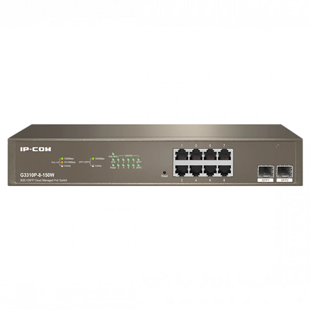 Коммутатор TENDA G3310P-8-150W 1000 Base-TX (1000 мбит/с), 2 SFP порта