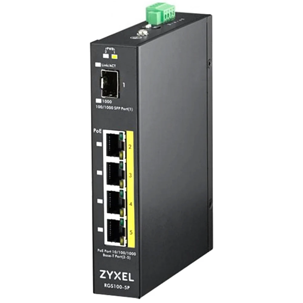 Коммутатор Zyxel RGS100-5P-ZZ0101F 1000 Base-TX (1000 мбит/с), 1 SFP порт