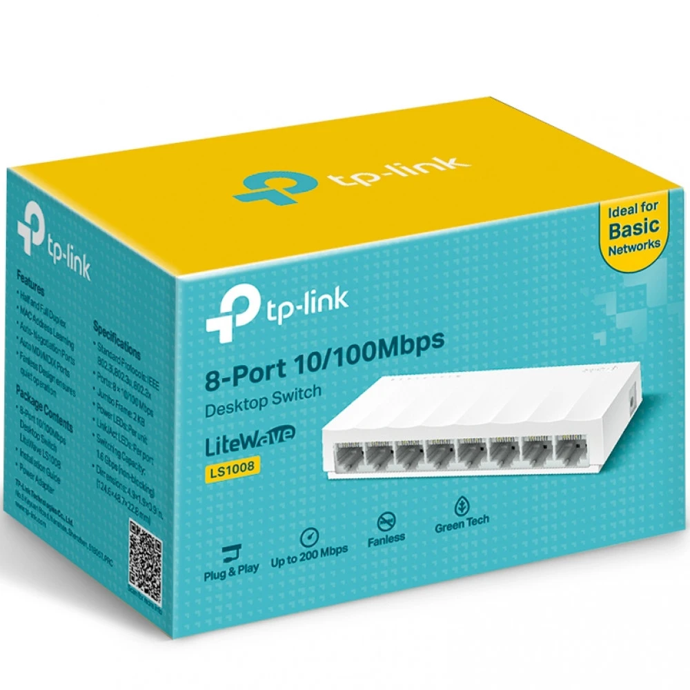 Коммутатор TP-Link LS1008(UN) V1.0/2.0 100 Base-TX (100 мбит/с)