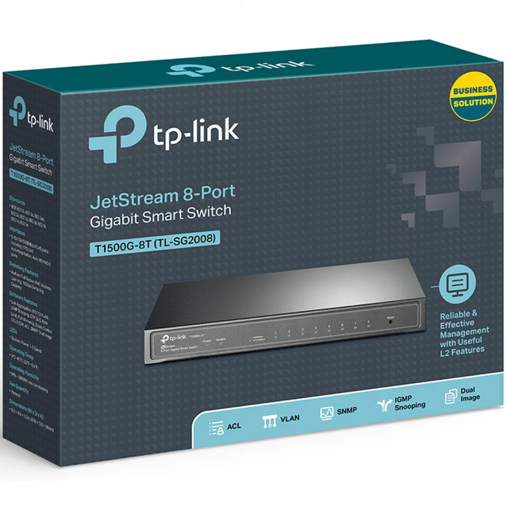 Коммутатор TP-Link T1500G-8T V2(TL-SG2008 V3/V4) 1000 Base-TX (1000 мбит/с)