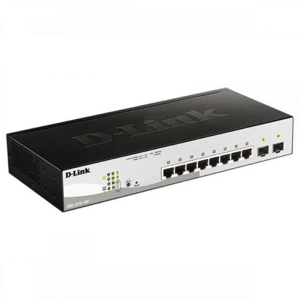 Коммутатор D-link DGS-1210-10P/F3A 1000 Base-TX (1000 мбит/с), 2 SFP порта