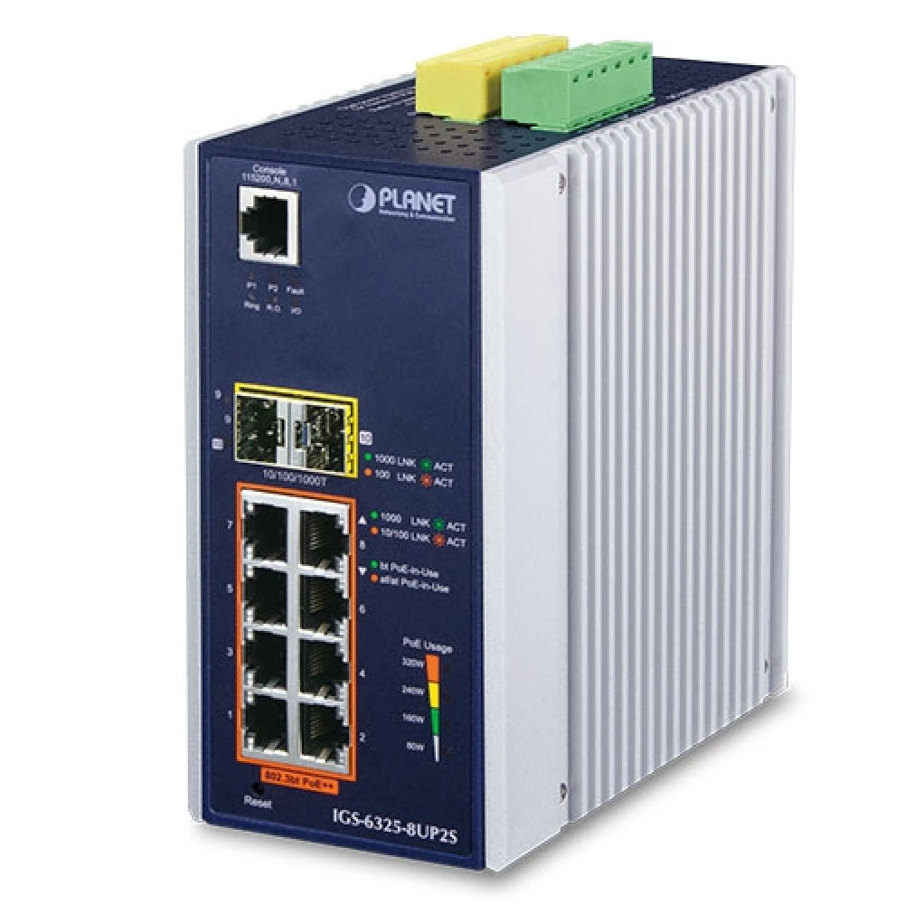Коммутатор Planet IGS-6325-8UP2S 1000 Base-TX (1000 мбит/с), 2 SFP порта