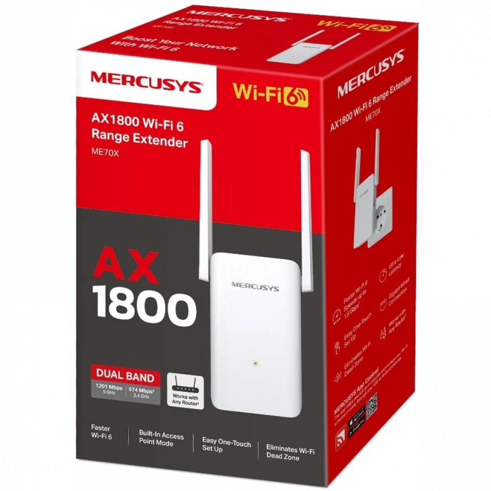 Усилитель сигнала Wi-Fi Mercusys ME70X Wi-Fi 6 (802.11a / b / g / n / ac / ax)
