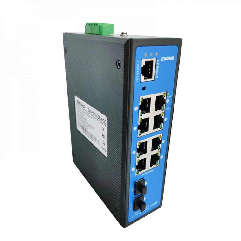 Коммутатор EWIND Коммутатор управляемый промышленный EW-PIS3810M-8GE-BT 1000 Base-TX (1000 мбит/с), 2 SFP порта