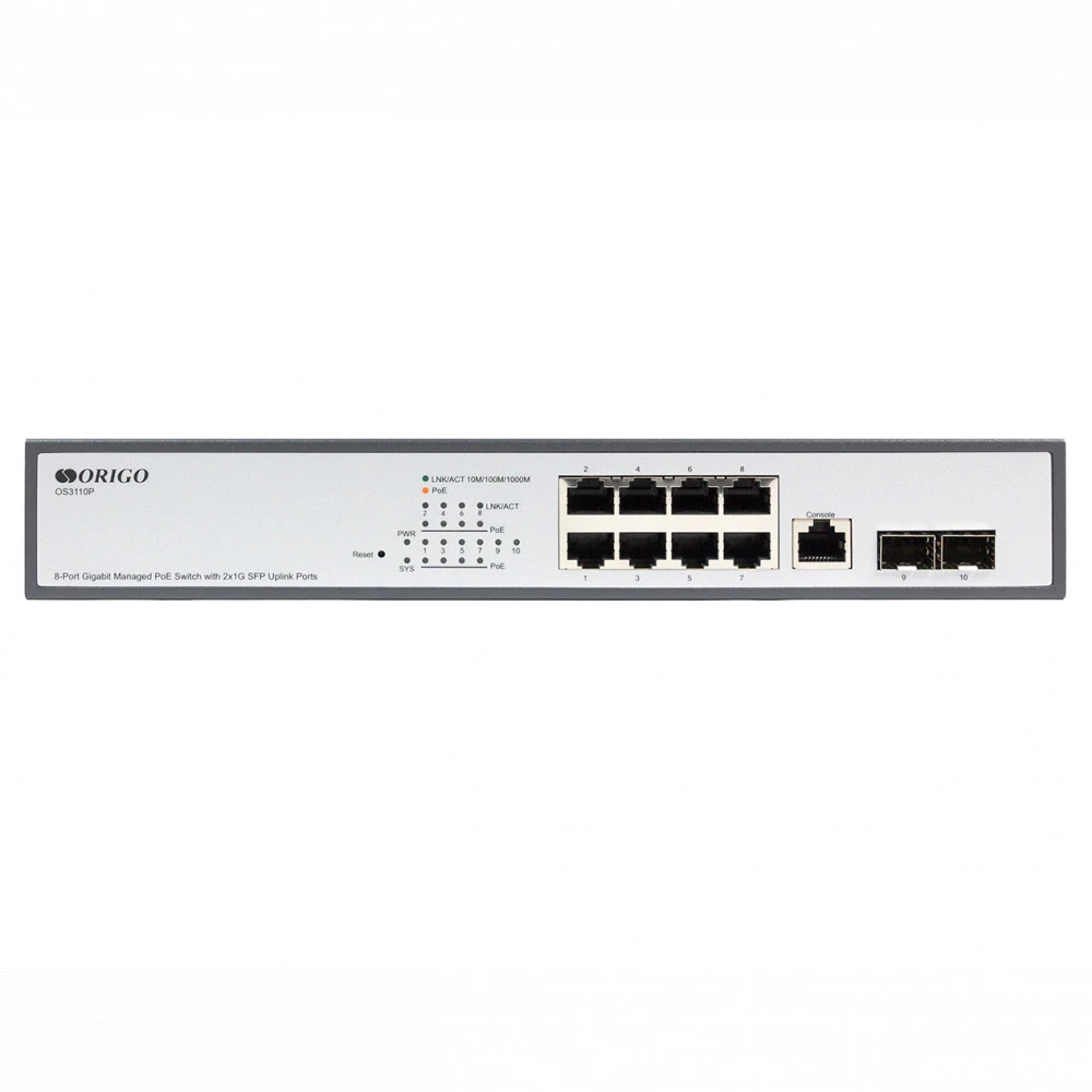 Коммутатор Origo OS3110P OS3110P/135W/A1A 1000 Base-T (1000 мбит/с), 2 SFP порта