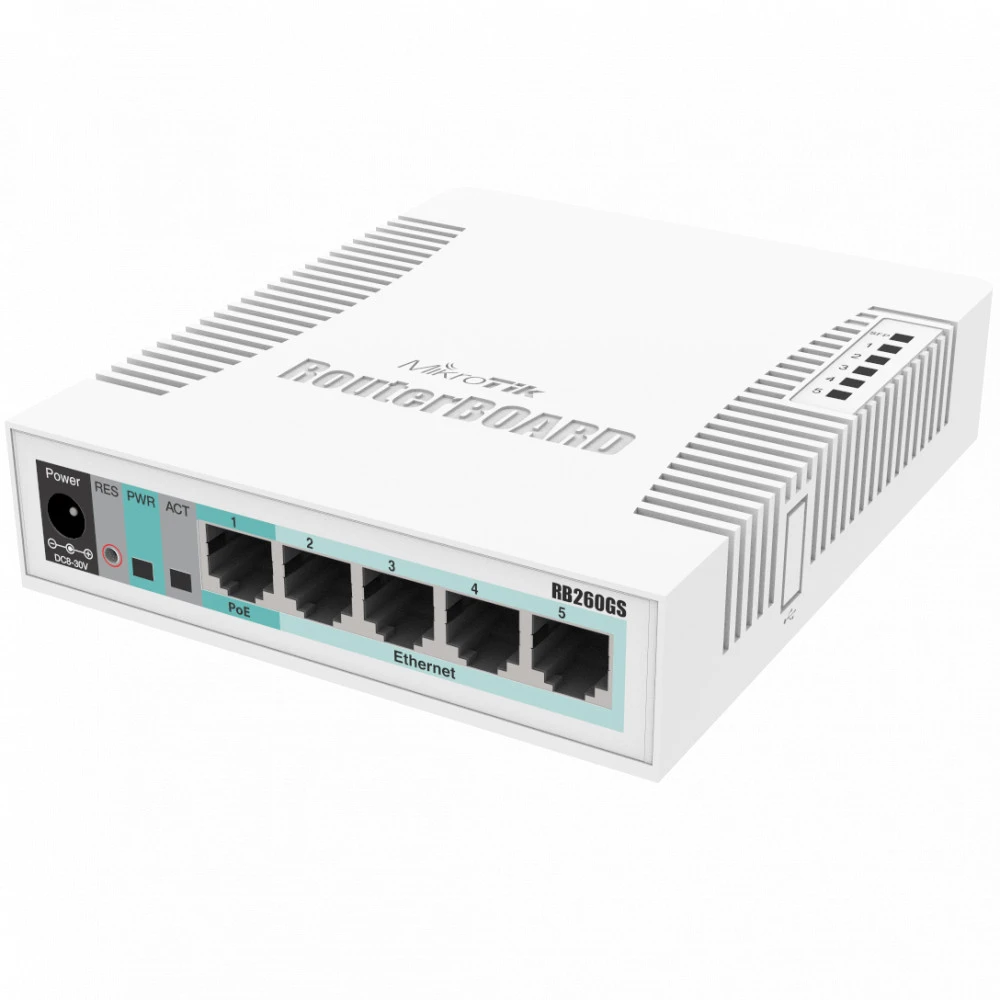Коммутатор Mikrotik RB260GS CSS106-5G-1S 1000 Base-TX (1000 мбит/с), 1 SFP порт