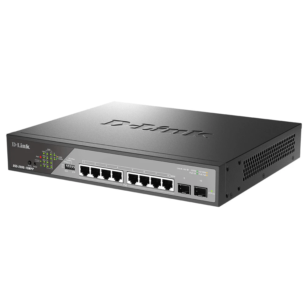 Коммутатор D-link DSS-200G-10MPP DSS-200G-10MPP/A1A 1000 Base-T (1000 мбит/с), 2 SFP порта